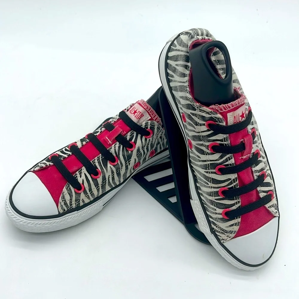 Converse All Star Low PINK Zebra Stripe Print Youth Athletic Shoes Size 3Y